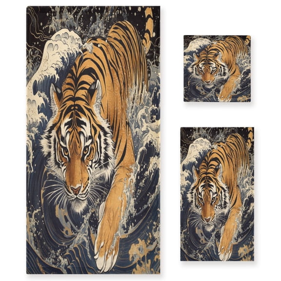 BZSMCE 3piece Bath Towel Sets Hand Bath Towels Fashion Strength Of The Seas Printed Towel Sets