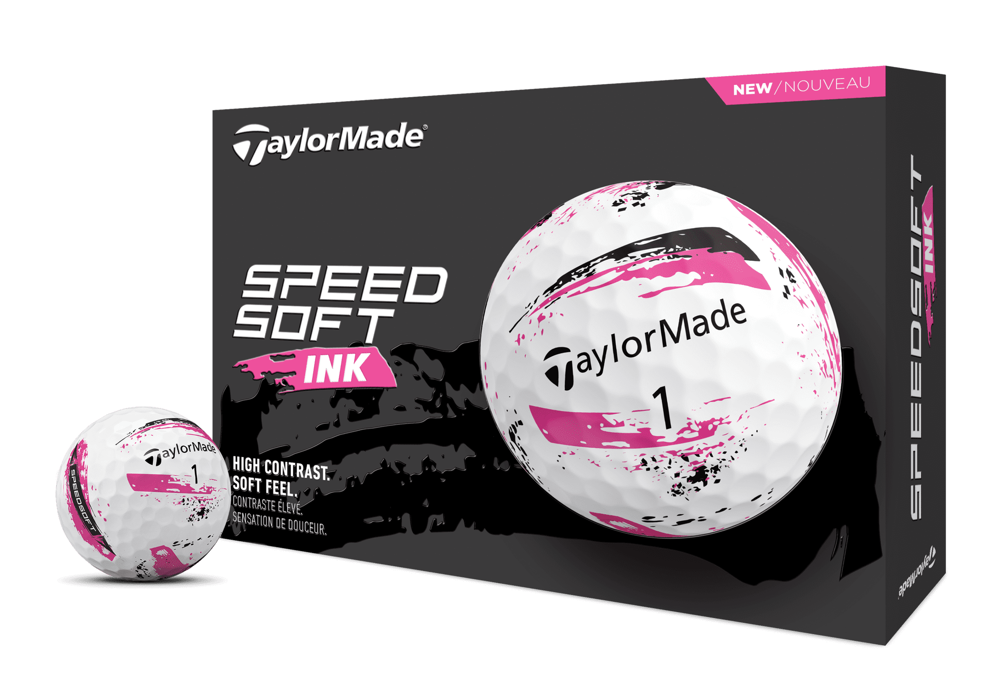 (2 pack) TaylorMade Speed Soft Ink Golf Balls Pink