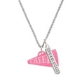 thumbnail image 1 of Delight Jewelry Acrylic 1.25" Hot Pink Cheer Megaphone Silvertone Fearless Bar Charm Necklace, 23", 1 of 4
