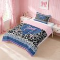 thumbnail image 2 of Erosebridal Leopard Satin Bow Ribbon Twin Comforter Sets for Girls, Cheetah Animal Print Lace Bedding Set, Pink Reversible 2 Pieces 1 Comforter and 1 Pillowcase, 2 of 6