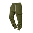 thumbnail image 3 of Men's Fleece Cargo Sweatpants Winter Warm Relaxed Fit Casual Joggers Drawstring Elastic Waistband, Fleece lined, Muti-pockets, Outdoor Casual, Daily Wear, Heavyweight for Spring Fall Winter, 3 of 5