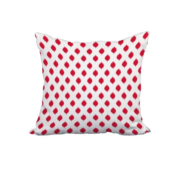 20 x 20 Inch Red Geometric Print Decorative Polyester Throw Pillow with a Linen Texture