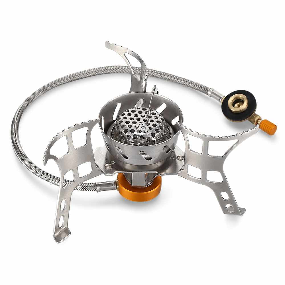 Foldable Camping Gas Stove Windproof Split Burner Cookware with Portable Storage 