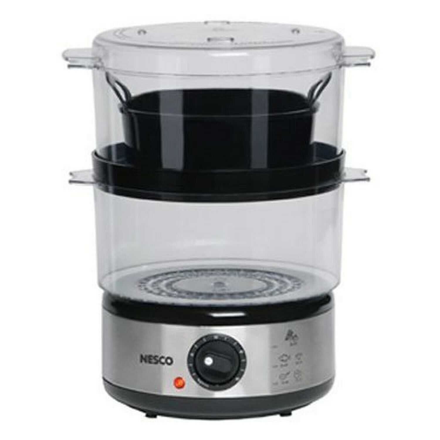 Nesco ST25F, Food Steamer, 5 Quart, 400 watts, Black/Clear