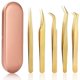 thumbnail image 1 of Juego de pinzas para pestañas de alta precisión: incluye 5 pinzas de acero inoxidable para extensiones de pestañas clásicas y de volumen., 1 of 7