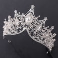 thumbnail image 5 of Corona Nupcial, Tiara de Cristal, Corona de Tiara de Boda, Corona de Tiara de Cristal, Corona de Tiara de Cristal, para Cumpleaños, Fiestas, Bodas, Regalos (Plata) JM, 5 of 5