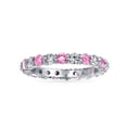 thumbnail image 2 of Cubic Zirconia Purple White Alternating Stackable CZ Eternity Band Ring Simulated Amethyst .925 Sterling Silver February Birth Month, 2 of 7