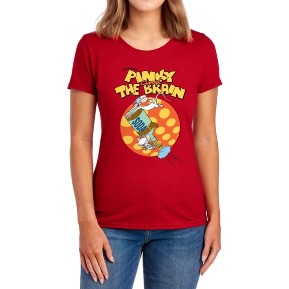 Pinky and The Brain Soda Women's T Shirt, Red, Small