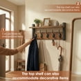 thumbnail image 4 of FYJUCPA Wall Hooks with Shelf and 5 Metal Hooks, Wood Coat Rack with Shelf Wall Mounted Entryway, Hanging Shelves for Clothes Hats Towel Purse Robes Bathroom and Bedroom, 4 of 11