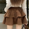 thumbnail image 5 of WRKEKC Mini Skirts for Women, Summer Skirts for Women, Women's Summer Solid Color Tiered Elastic High-Waisted Casual Corduroy Cake Skirt, 5 of 6