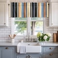 thumbnail image 2 of Black Orange Blue Striped Farmhouse Short Window Curtain Valances, Modern Stripes Art Farmhouse Rod Pocket Kitchen Valances for Living Room Bedroom Bathroom Cafe 60" x 18", 2 of 8