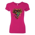 thumbnail image 2 of Wild Bobby, Keep It Wild Colorful Elephant Face Animal Lover Womens Slim Fit Junior Tee, Raspberry, Large, 2 of 3