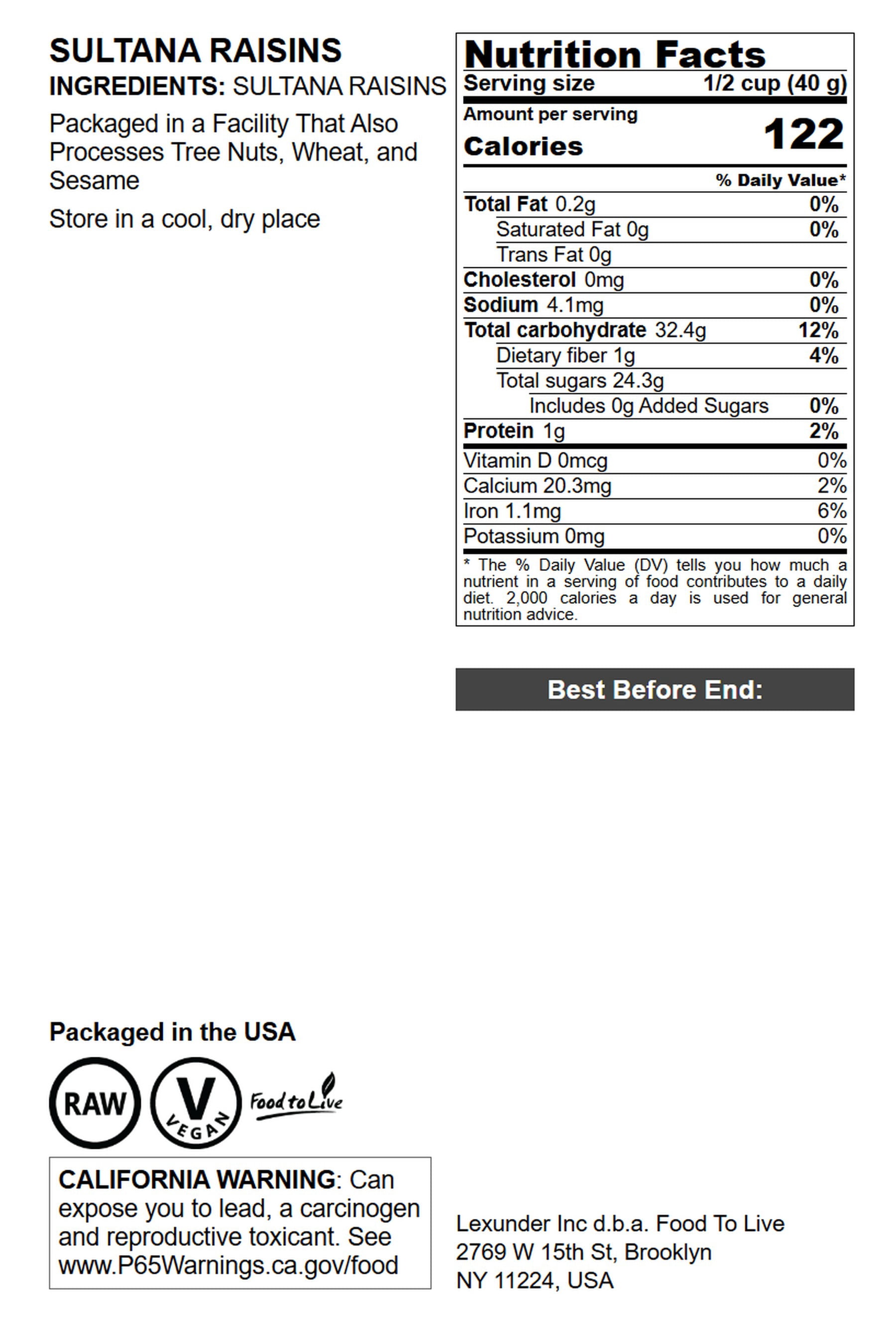 Sultana Raisins, 5 Pounds – Natural Dried Grapes for Baking, Snacking, and Trail Mixes. No Sugar Added, Unsulfured, Lightly Coated with Sunflower Oil. Perfect Pantry Staple. Paleo Fruit in Bulk