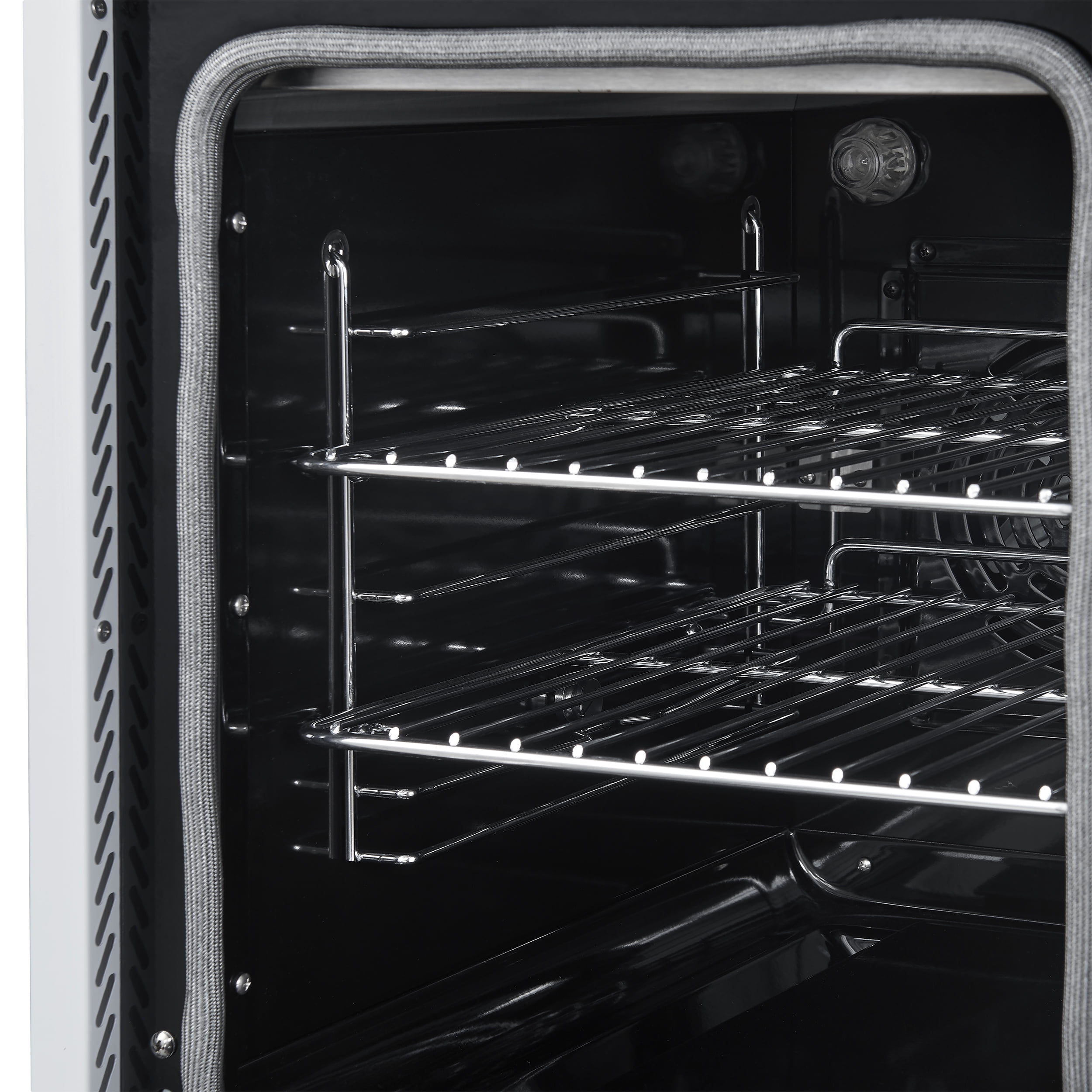 Forno Paolo 48 Inch Freestanding Electric Range in White with Antique Brass, 6.7 cu.ft, True Convection Oven, Energy Efficient