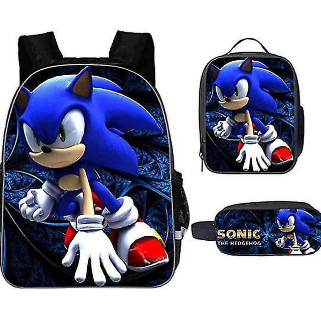 Sonic Primary School School Bag Three-piece Set Anime Cartoon Backpack Shoulder Bag Pencil Case High Quality Ultra-high Quality Advanced Customization