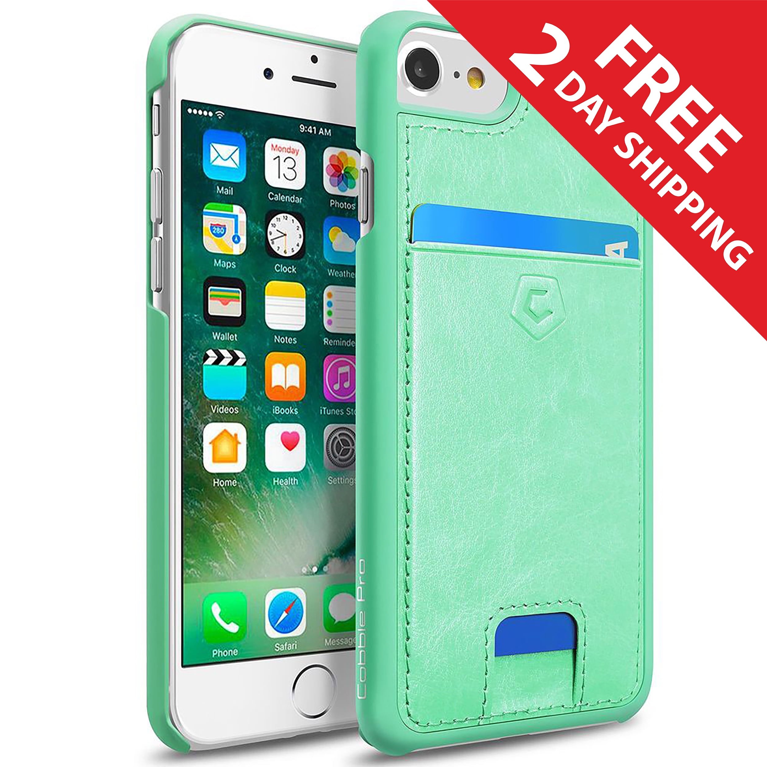 For Iphone Se 6 6s 7 8 Case By Cobble Pro Leather Card Slot Wallet Flap Pouch Case Cover Compatible With Iphone 6 6s 7 8 Se Se2 Turquoise Walmart Com