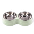 thumbnail image 7 of Double Cat Dog Bowl,Pets Water & Food Bowl Set for Small Medium Dogs Cats,Pet Supplies,Dog Double Bowl Puppy Food Feeder Stainless Steel Pet Drinking Dish,Cyan,9.84x5.31x1.97In, 7 of 7
