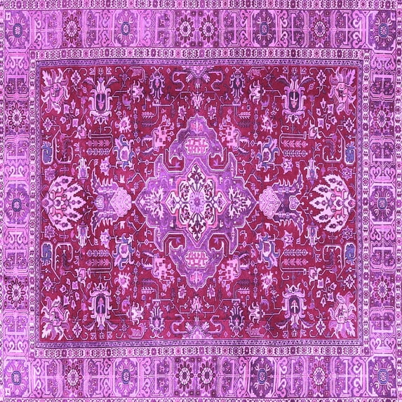 Ahgly Company Indoor Square Persian Purple Traditional Area Rugs, 5' Square