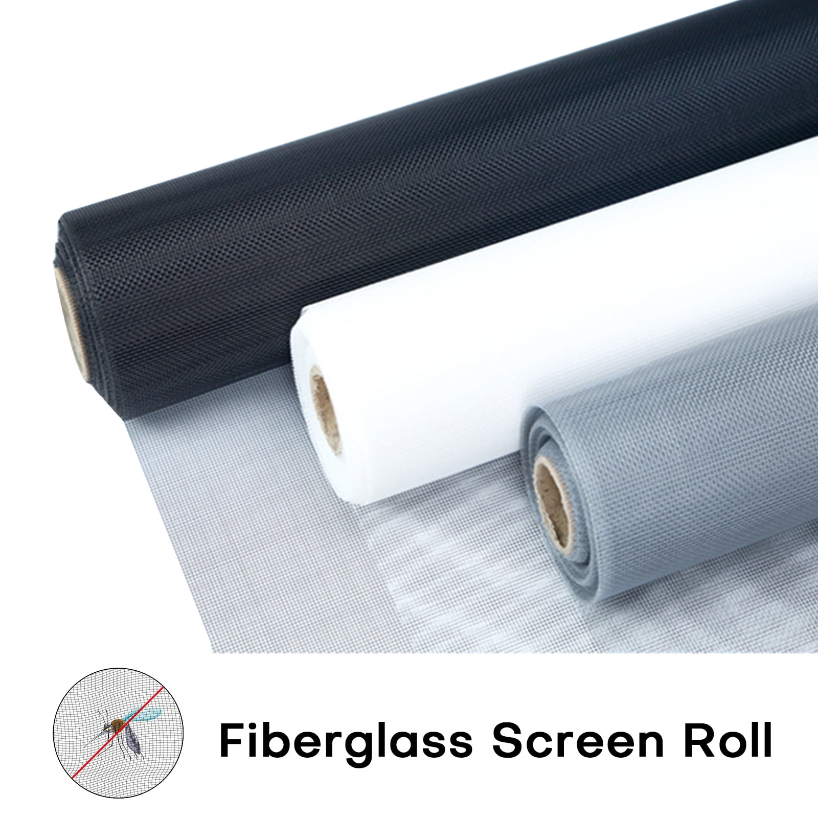 Window Fiberglass Screen Roll Screen Mesh Replacement Diy Custom for Window Doors Patio Porch, 36" x 100', Black