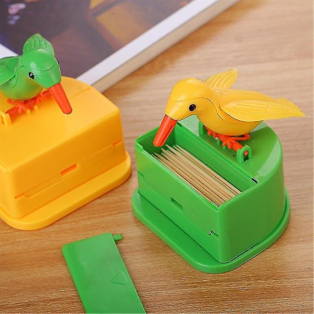 Caja de palillos de dientes con diseño de pájaro divertido, dispensador automático de palillos de dientes, decoración del hogar ShuxiuWang 8390605898952