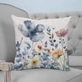 thumbnail image 4 of Pillow Covers 20x20 Set of 2, Blue Spring Floral Throw Pillow Covers Decorative Couch Cushion Cover, Vintage Watercolor Summer Botanical Microfiber Soft Square Pillowcases for Bedroom Sofa, 4 of 7