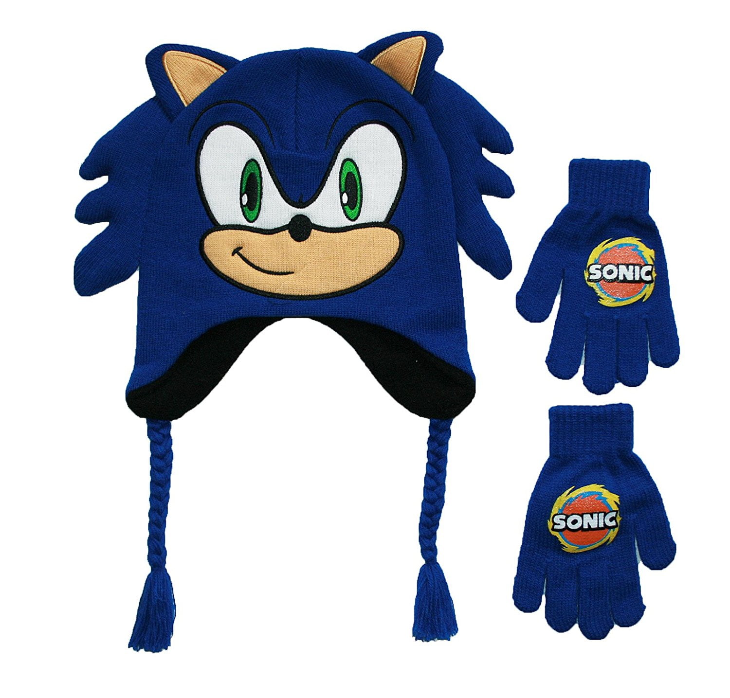 Sonic The Hedgehog Boys Winter Beanie Hat Gloves SET Youth Kids Cartoon SEGA Boy 