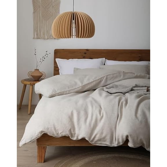 Linen Duvet Cover Twin, 100% Washed French Flax Linen Bedding Set with Zipper Closure, Cooling & Textured Bed Sets for Hot Sleepers(1 Duvet Cover, 1 Pillowcases)