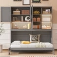thumbnail image 5 of Harper & Bright Designs Twin Murphy Bed Wall Bed with Top Cabinet, Twin Size Cabinet Bed Folding Wall Bed with Storage Shelves and Light & USB for Guest Room Office, Gray, 5 of 16