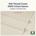 thumbnail image 4 of 100% Natural Cotton Flat Sheet Only - 600 Thread Count, Soft and Crisp, Breathable, Top Sheet Only, Premium Sateen Weave - Ivory (Creamy Beige Tone), King Size, 4 of 8