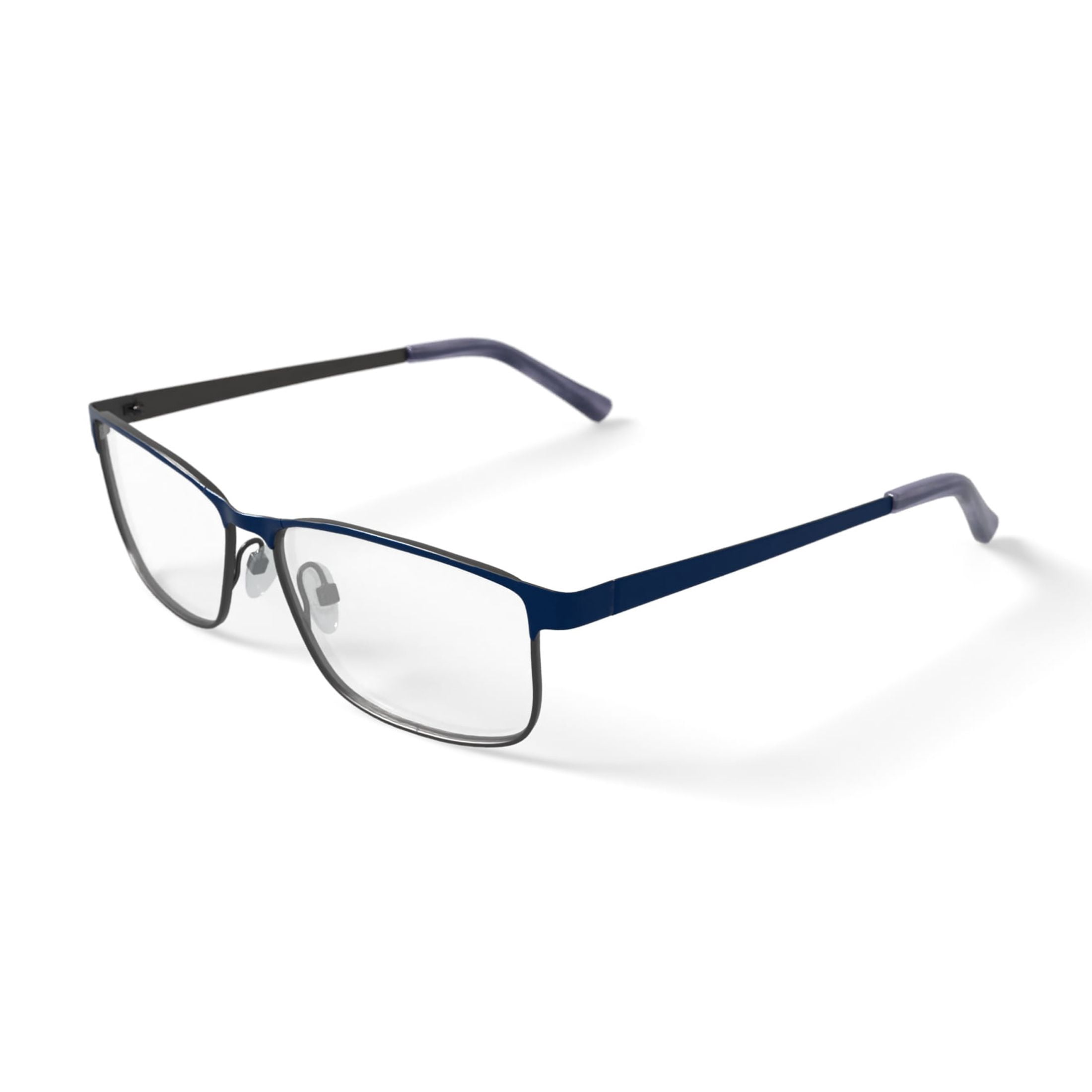 TiFlex Men's T1708 Rectangular Rectangular Prescription Eyeglasses with Case, Navy/Gunmetal