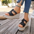 thumbnail image 6 of Dakaela Women Platform Wedge Sandals 2026 Non Slip Comfortable Espadrille Slides with Arch Support Summer Hollow out Work High Heels Black 9, 6 of 9