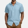 thumbnail image 2 of Lumtrix Mens Short Sleeve Button Down Shirts Wrinkle Free Dress Shirts Casual Polka Dot Print Shirt with Pocket Sky Blue XL, 2 of 5