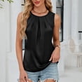 thumbnail image 6 of TKYCMSUAKI Women's Tank Tops Pleated Crewneck Sleeveless Shirts Satin Solid Color Loose Fit Tunic Top Summer Comfy Basic Blouses, 6 of 7