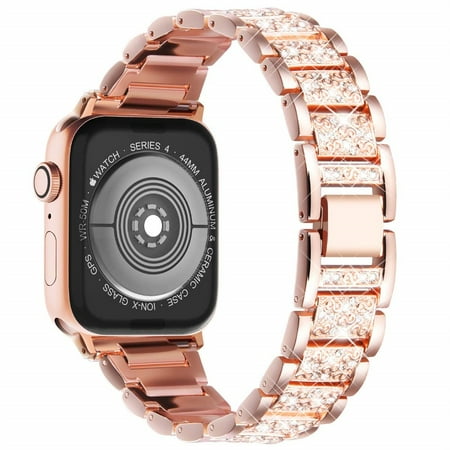 Bling strap for Apple Watch band 45mm 41mm 40mm 44mm 38mm 42mm Lady correa Stainless Steel bracelet iWatch series 3 4 5 se 6 7 - rose gold