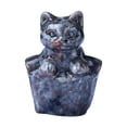thumbnail image 2 of Estatua de gato de cristal de imitación, mini adorno de gatito, miniatura ligera para mesa Gris, 2 of 9