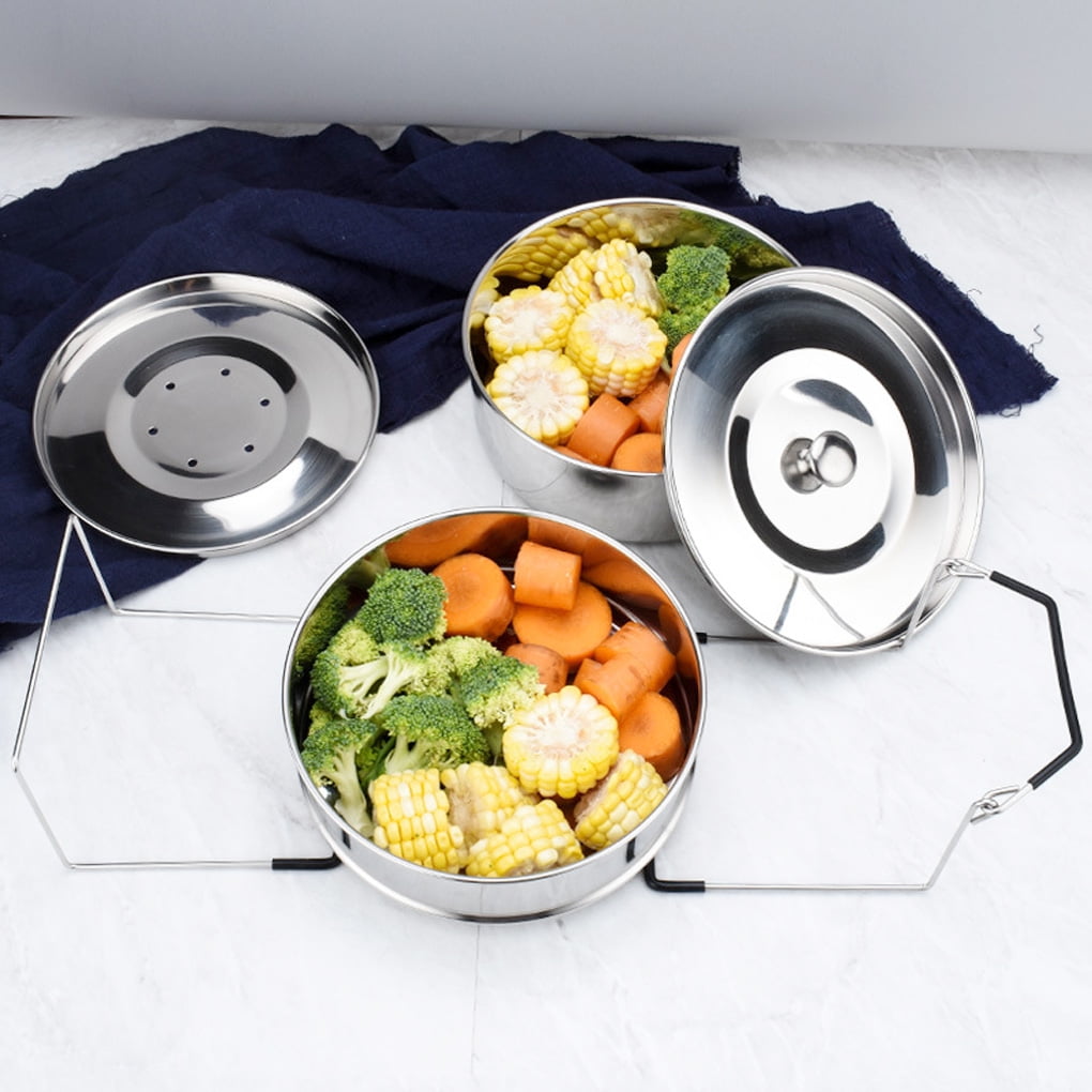 Fashionhome Two Tier Stackable Steamer Insert Pans Two Tier Steamer Insert Pans Stainless Steel Electric Pressure Cooker Cooking Insert Other 19.5 7cm
