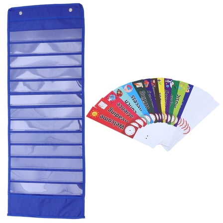 FELTECHELECTR School Calendar Pocket Chart 1 Set Blue For Classroom Use With Paper Material
