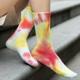 thumbnail image 6 of COUVER Women's Comfort Tie Dye Crew Socks, Yellow Green, Size 9-11, 2 Pairs, 6 of 8