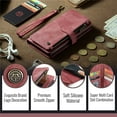 thumbnail image 6 of CaseMe Case for iPhone 16e Wallet Case for Women Men, Fashion Durable PU Leather Magnetic Flip Lanyard Strap Wristlet Zipper Card Holder Wallet Phone Case for iPhone 16e 6.1-inch,Red,For iPhone 16e, 6 of 9