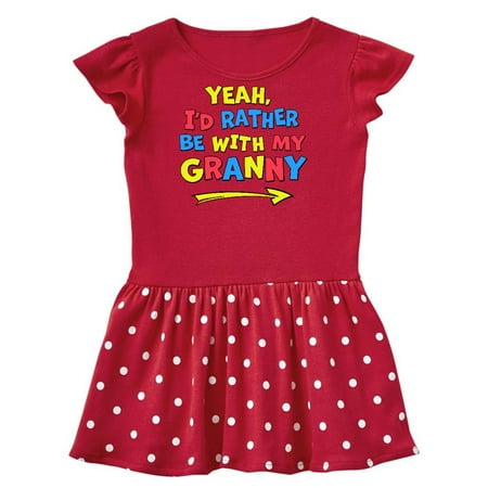 

Inktastic Yeah I d Rather be with My Granny in Red Yellow and Blue Gift Toddler Girl Dress