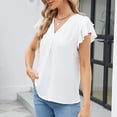 thumbnail image 2 of Blusa de manga corta con cuello en V, blusa corta con volantes y cuello en V para mujer Camisa de manga corta con cuello en V Camisa de manga corta con cuello en V muy versátil, 2 of 6