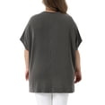 thumbnail image 4 of DARING DIVA Women's Plus Crew Neck Loose Fit Striped Summer Blouse 3X Black, 4 of 6