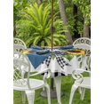 thumbnail image 3 of Outdoor Tablecloth with Umbrella Hole for Patio/Picnic/Party/Camping, Sunflowers Wreath Waterproof Table Cloth Round Cover Washable, Summer Botanical Leaves Flowers Black Plaid (Dia 54"), 3 of 8