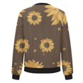 thumbnail image 5 of Women's Floral Print Bomber Jacket Stylish Sunflower Pattern Zip-Up Lightweight Casual Outerwear, 5 of 5