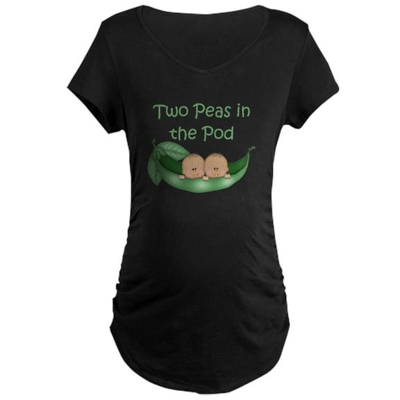 CafePress - TWO PEAS IN THE POD TWINS Maternity T Shirt - Maternity Dark T-Shirt