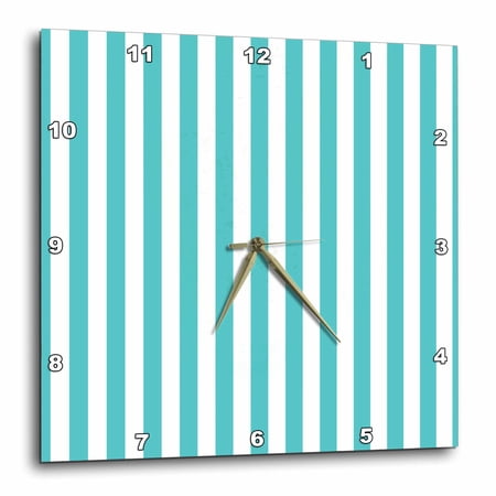 3drose, Bold Aqua and White Stripes, 10x10 Wall Clock