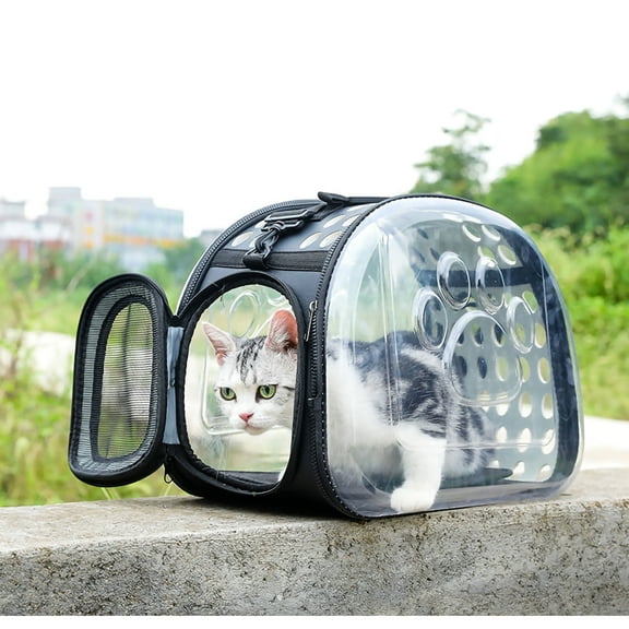 Falleo Clearance Cat Carrier Backpack Portable Large Capacity Foldable Breathable Handheld Space Capsule Transparent Bags for Outdoor Grey L