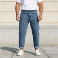thumbnail image 4 of Men's Blue Relaxed Tapered Stretch Jeans: Light Wash Cuffed Denim | Comfort Flex Fabric, Standard Sizing (30-40), 4 of 10