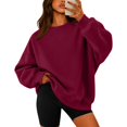 thumbnail image 3 of UDAUDU Sweatshirt for Women Oversized Crewneck Fleece Long Sleeve Pullover Hoodies Tops Fall Fashion Winter Outfits Clothes Wine M, 3 of 7