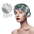 thumbnail image 2 of KLL Tropical Leaves Pattern Shower Cap & Bath Cap for Women,Reversible Oversized Waterproof Shower Caps for all Hair Lengths,Elastic Reusable Bathing Hair Cap, 2 of 6